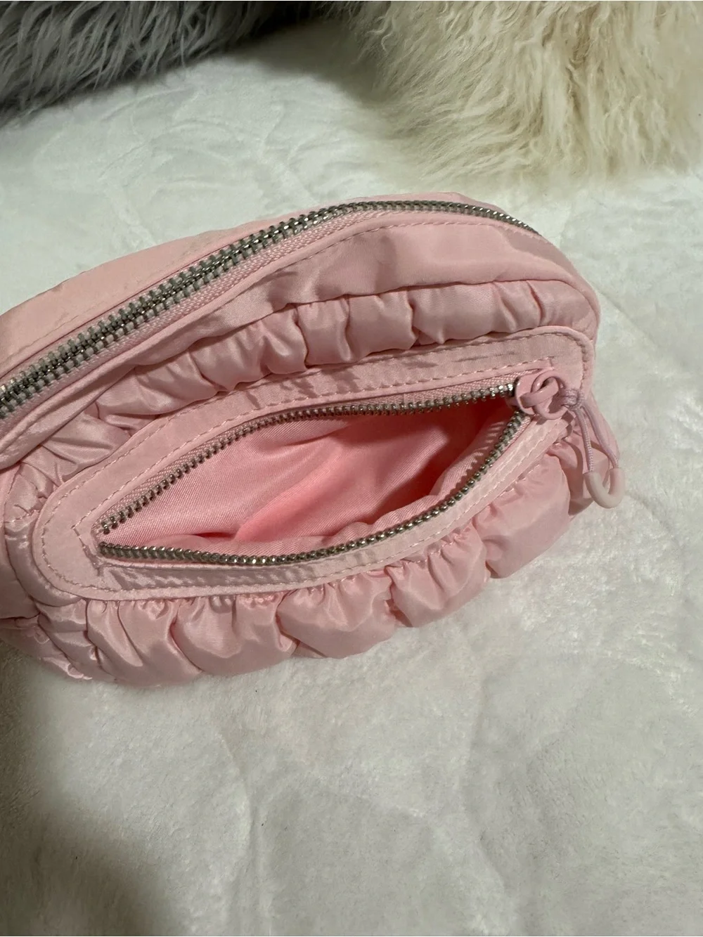 Wild Fable Baby Pink Quilted Belt Bag Ruffle Crossbody Belt Bag